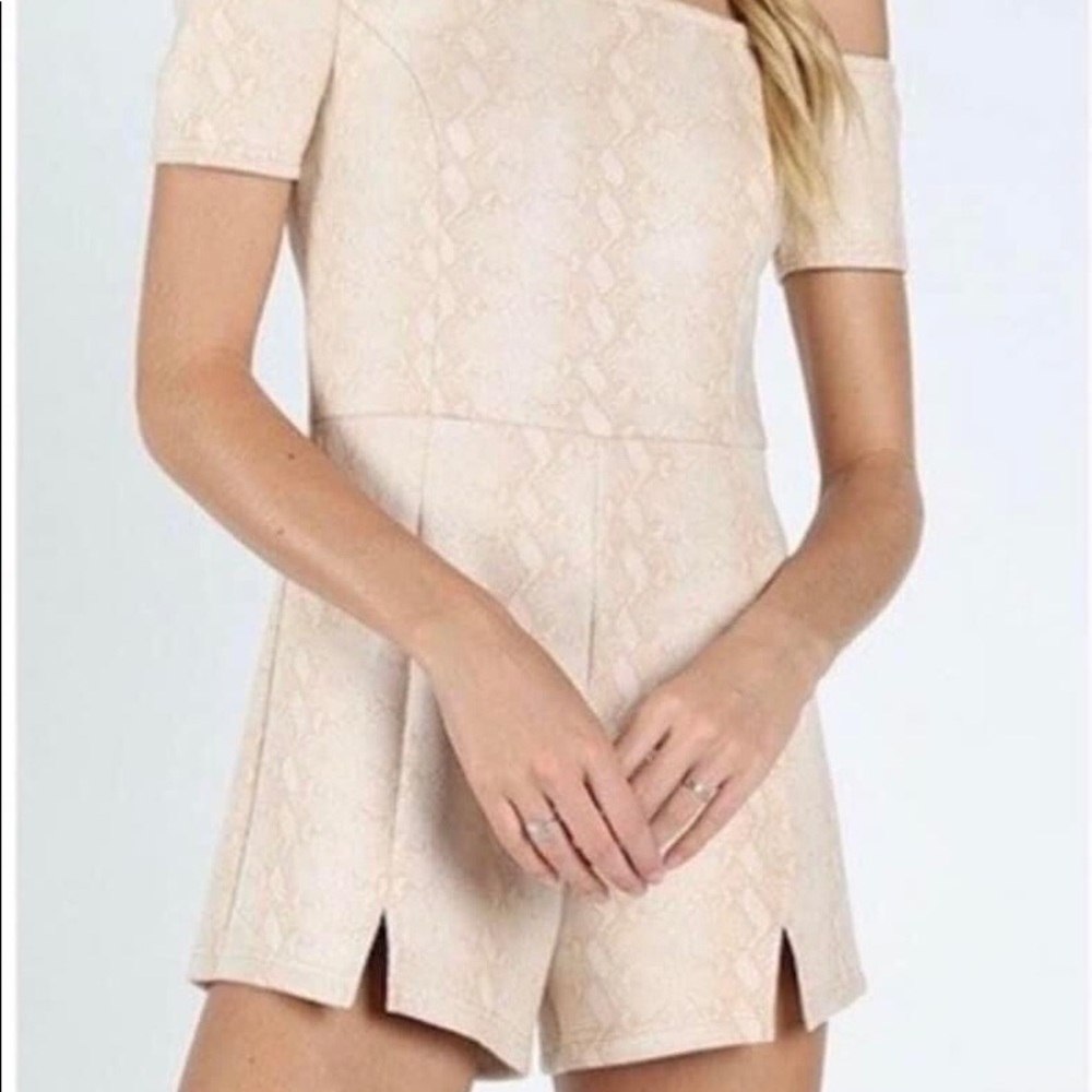 Off the shoulder snakeskin romper Excellent condition